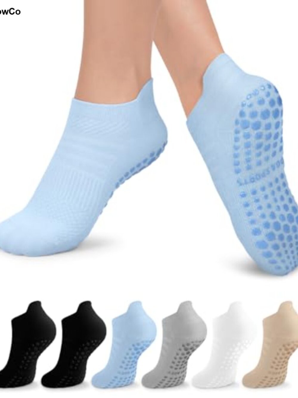 6 Pairs Women's Pilates Grip Socks Non-Slip Yoga Barre Ballet Workout Socks